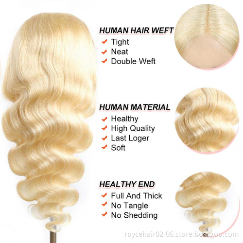 Raw Virgin Indian Hair Invisible Swiss Lace Wigs, 613 Blonde Body Wave HD Transparent 13x6 Lace Frontal Human Hair Wig